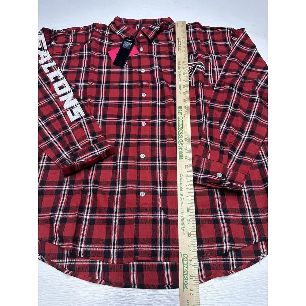 NWT Men's FOCO Atlanta Falcons NFL Long Sleeve Plaid Flannel‎ Shirt Size 2XL
